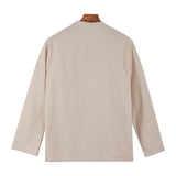 Cotton Linen Men's Extremely Thin Jacket Summer Solid Color Lapel Shirt Casual Coat Men Clothing Loose Beach Cardigan