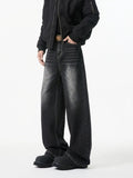 Spring/Autumn American Men and Women Handsome High Street Washed Straight leg Jeans Couple Loose Retro Harajuku Casual Pants