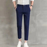 Spring Summer Fashion Mens Suit Trousers Casual Solid Color Pleated Pencil Pants For Men Trendy Slim Fit Straight Trousers