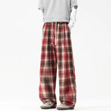 Autumn Thick Casual Pants Men Warm Fashion Retro Plaid Pants Men Streetwear Loose Wide Leg Pants Mens Vintage Trousers M-3XL
