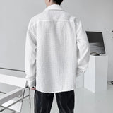 Chain Long Sleeved Shirt Men Fashion Society Mens Black Dress Shirt Korean Loose Casual White Shirt Mens Office Formal Shirts