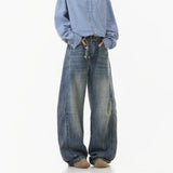 Spring Men Denim Pants Straight Droop Vintage Loose Bottom Straight Wide Leg Casual Male Trousers Korean Style baggy jeans