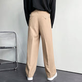 White Suit Pants Men Fashion Society Mens Black Dress Pants Korean Casual Loose Wide Leg Pants Mens Office Formal Trousers