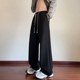 Black Casual Pants Men Fashion Oversized Wide Leg Pants Men Streetwear Hip-hop Loose Pleated Pants Mens White Trousers