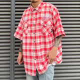 New Fashion Street Embroidered Letter Short-Sleeved Shirt Hip-Hop Casual High-Quality Plaid Lapel Half-Sleeved Tops For Men