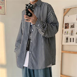 Preppy Striped Shirts Men Long Sleeve Handsome Harajuku Temper Korean Style Fashion Clothing Camisas All-match Casual Vintage