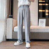 New Arrival Autumn High-end Feeltrousers Men's Korean-style Extended Suit Trousers Loose-fit Straight-leg White Casual Pants
