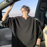 Men's Striped T shirts Cotton Solid 4XL Mens Summer Wear Oversized T-Shirt Casual Tee Shirts Fashion Male Clothes Big Size