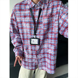 Tie Dye Long Sleeved Shirt Men Retro Plaid Shirt Men Japanese Streetwear Loose Casual Shirts Mens Fashion Shirts Large Size 5XL