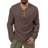 Spring and Autumn New Men's Shirt Casual Seersucker Solid Color Long Sleeve Shirt Loose Style Button Men's Clothing