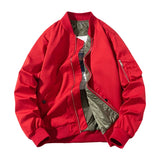 Men Bomber Jacket Women Solid Autumn Winter Pilot Jacket Fashion Vintage Hooded Baseball Coat Casual Windbreak Red Pink Burgundy