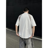 Mens Breathable Cotton Tshirt man Soft Summer Casual Slim Fit Contrast Panel Simpl Design Streetwear Fashion Tee Line Texture