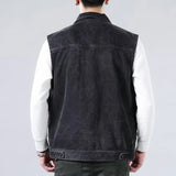 Spring Vintage Design Mens Denim Vest Male Retro Sleeveless Jackets Men Ripped Hole Button Jean Waistcoats Clothing 4XL