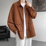 Corduroy Shirt Men Casual Turn Down Button Long Sleeve Shirts Streetwear Leisure Luxury Clothing Chemise Homme