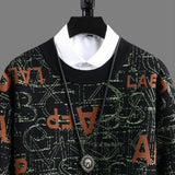 New American Trendy Men Sweaters Light Luxury Letter Printed Knit O Neck Long Sleeve Pullover Casual Loose High Street Knitwear