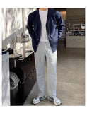 Autumn Fashion Men Luxury Knitted Sweater Coats Trendy Korean Popular V Neck Long Sleeve Cardigan Jacket Casual Stylish Knitwear