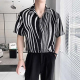 Summer Short Sleeved Shirt Men Slim Fit Fashion Social Mens Formal Dress Shirt Korean Casual Shirt Mens White Striped Shirts