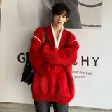 Personalized Men's Sweaters V-neck Contrast Color Casual Knitting Tops Casual Korean Style Pullover Male Tops Winter