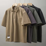 Summer Men's Short Sleeve T-shirt With Cargo Pocket Casual Cotton Tops Y2K Streetwear Oversized Tee Shirts Men Clothing 5XL