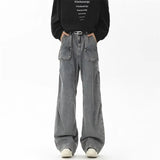 Spring and Autumn American Street Men and Women Trendy Personality Straight Tube Washed Jeans Couple Loose Retro Harajuku Casual