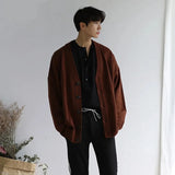 Men Cardigan Korean Style Temperament Pure Gentle Long Sleeve Baggy Knitwear Streetwear Leisure Handsome Cozy Minimalist Ins