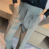 Men's Luxury Draped Baggy Suit Pants Casual Button-down Solid Color Straight Premium Elegant Dress Pants New