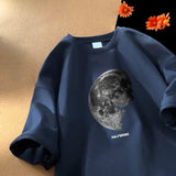 Men's T-shirts Oversized 5XL Cotton T Shirt White for Men Casual Summer Wear Planet Print Tee Shirts Men Clothing Big Size