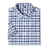 Brand Summer Shirts Men Oxford Short Sleeves Business Turn-down Collar Shirts Man Casual Plaid Camisas Man