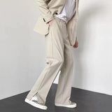 Grey Black Suit Pants Men Fashion Society Mens Dress Pants Korean Loose Straight Wide Leg Pants Mens Office Formal Trousers