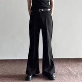 Stylish Mens Loose Flared Trousers Spring Summer New Casual Pleated Pure Color Wide Leg Trousers Men Vintage Slim Fit Pants