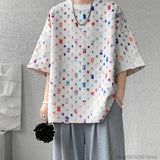 Summer Short Sleeved T-shirt Men Fashion Hollow Out Oversized Plaid T Shirt Men Streetwear Hip Hop Loose Casual Tshirt Male 5XL