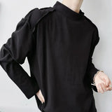 Autumn Winter Fashion Elegant Niche Half Turtleneck Long-Sleeved T-Shirt Mens Pullover Casual Loose Cotton Top Bottoming Shirt
