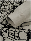 American Trendy Men's Sweaters Winter High Street Spider Web Jacquard O Neck Long Sleeve Pullover Retro Harajuku Gothic Knitwear