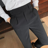 British Dress Pants For Men Clothing Fashion High Waist Men's Pants Elegant Business Formal Wear Men Trousers High Quality
