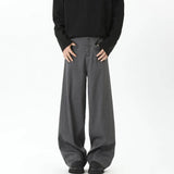 Grey Suit Pants Men Fashion Society Mens Black Dress Pants Korean Loose Straight Pants Mens Office Formal Trousers Plus Size