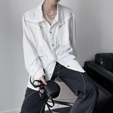 Niche High-end White Shirt Spring Autumn Men Women Youth Casual Metal Button Design Long Sleeve Trend Shirt Aesthetic Streetwear