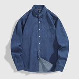 100% Cotton Comfortable Denim Shirt Men Autumn New Fashion Slim Long-sleeved Male Shirt Streetwear Classic Black Light Blue