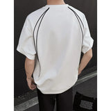 Summer Short Sleeved T-shirt Men Fashion Beige Casual T Shirt Men Streetwear Korean Loose Round Neck Black T Shirt Mens Top