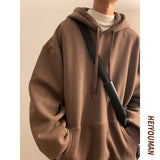 Men Embroidery Fleece Hooded Hoodies Mens Oversized Korean Harajuku Sweatshirts 7 Colors Black Oversized Hoodie