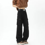 Cargo pants mens Large Pocket Loose Overalls Men's Outdoor Sports Jogging Tactical Pants  Pure Cotton Casual Work Pants