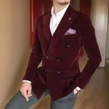 Velvet Smoking Men Suit Jacket for Men 1 Piece Slim Fit Double Breasted Wedding Groom Tuxedo Blazer Ready to Ship