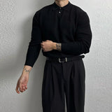 New Korean Fashion Men Polo Sweater Light Luxury Knitted Solid Color Long Sleeve Pullover Premium Quality Skin-friendly Knitwear