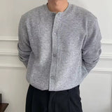 Autumn Winter New Mens Simple Sweater Cardigan American Street Fashion Round Neck Zipper Solid Color Warm Knitted Sweater Jacket