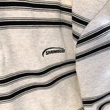 High street hip-hop men and women trendy personalized striped polo short sleeved couple summer loose retro casual Harajuku top