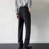 Men's Luxury Fitting Well Draped Baggy Suit Pants Casual Button Solid Color Straight Premium Dress Pants Urban Business Trousers