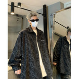 Men's Tie-dye Corduroy Shirts Long Sleeve Streetwear Shirt Korean Style Woman Men Soft Loose Casual Shirt Autumn New Pink/Black