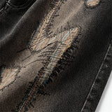 Hip Hop Denim Shorts Men Streetwear Vintage Patch Jeans Short Oversized Harajuku Embroidery Black Baggy Knee Length Pants Unisex