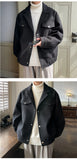 Winter Short Woolen Coat Men Warm Fashion Casual Thick Woolen Jacket Men Korean Loose Thicken Woolen Coat Mens Black Overcoat