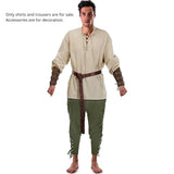 Medieval Pirate Drawstring Shirt Pants Men's Halloween Cosplay Dress Up Costume Vacation Cotton Linen Breathable