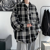 Men's Corduroy Long Sleeve Shirts Spring Autumn Korean Shirt Woman Fashion Casual Oversize Shirt Harajuku Plaid Men Clothing 3XL